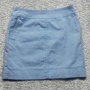 Talbots Skirt Womens 8 Blue White Sailboats Mini Pencil Stretch Coastal Nautical